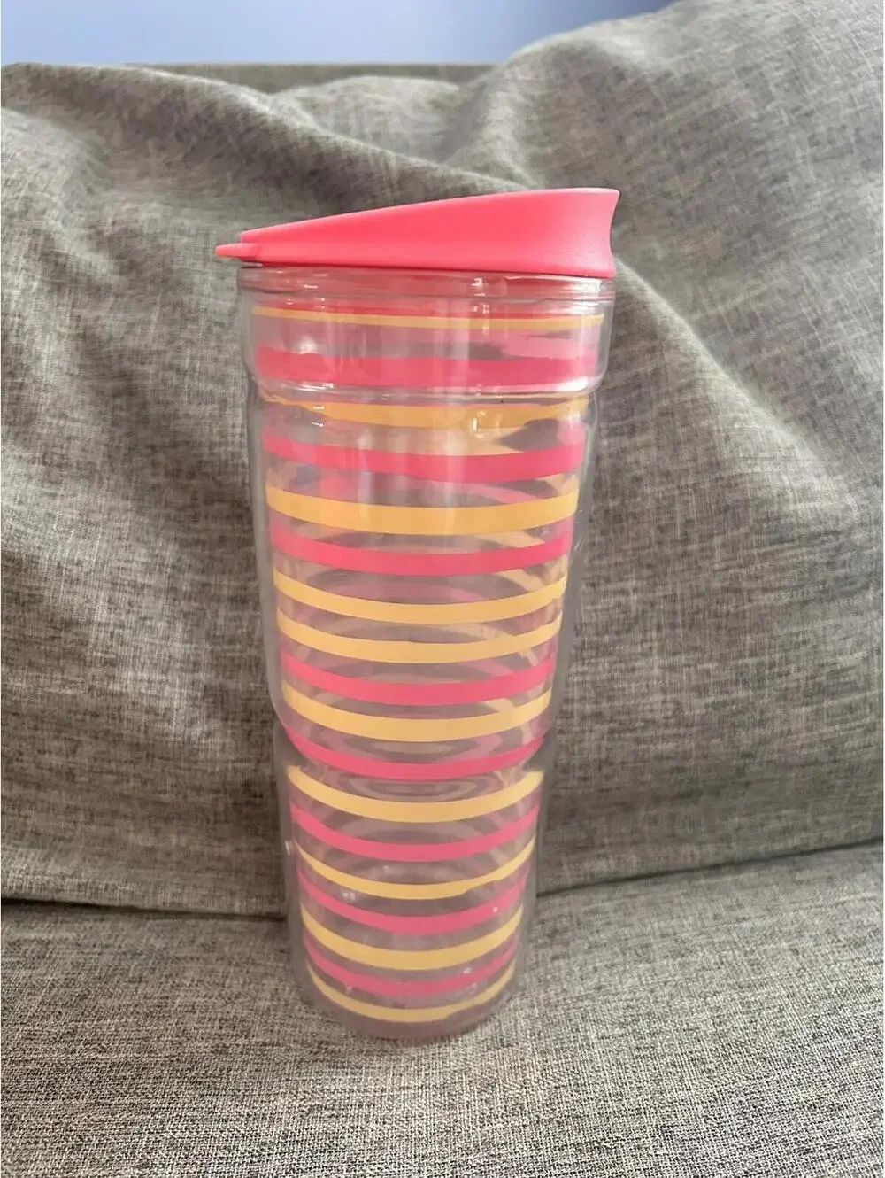 Bubba Tumbler 24 oz Plastic Double Wall Insulated Cup Stripes Pink Lid